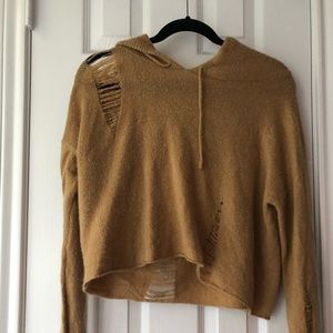 Cropped distressed hoodie